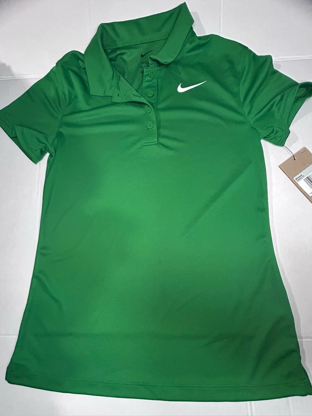 Nike Women's Bright Green Polo with White Swoosh